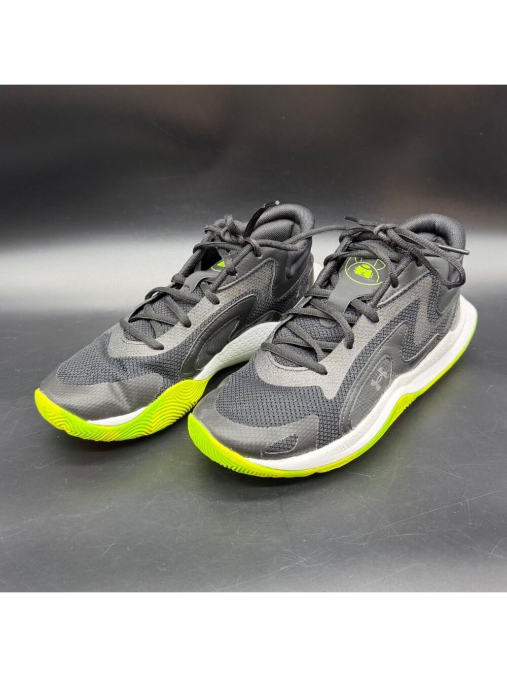 Under Armour Jet 25 Basketball Shoes Black Hyper Green 7Y Athletic Sneakers